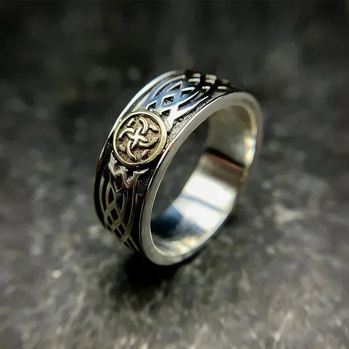 Adjustable Ring Men Knotwork Norse Celtic Britain - resizable / S0075