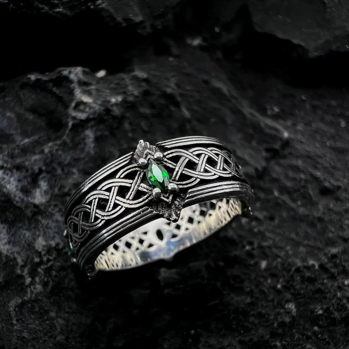 Bague Celtique Homme PIERRE VERTE