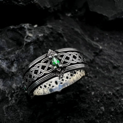 Bague Celtique Homme PIERRE VERTE