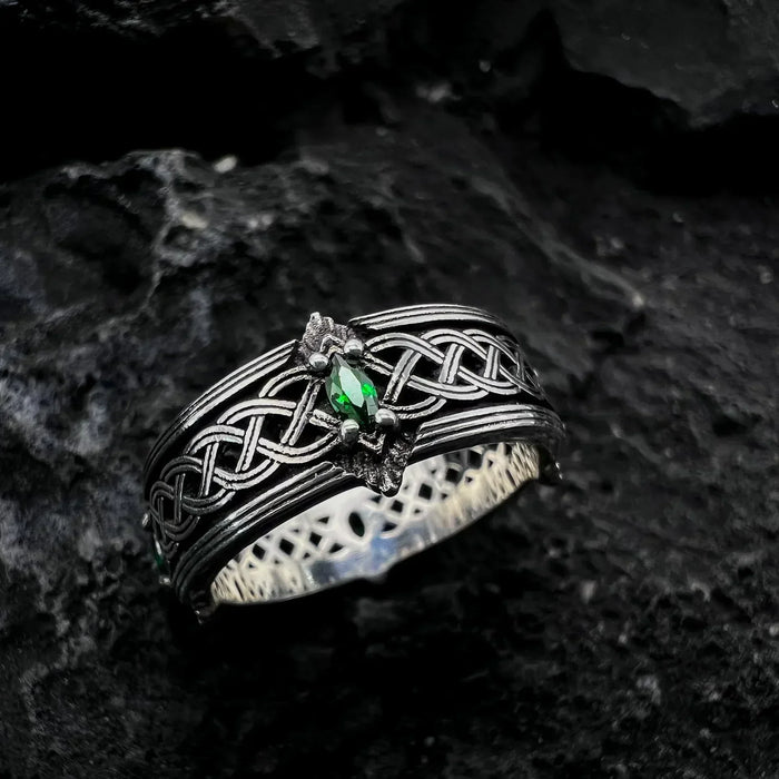 Bague Celtique Homme PIERRE VERTE