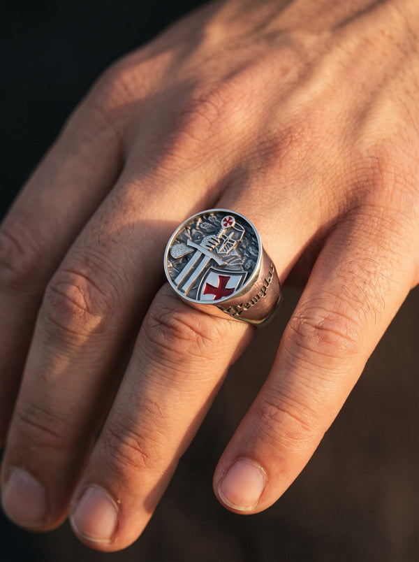 Bague Chevalier Templier Acier Inoxydable