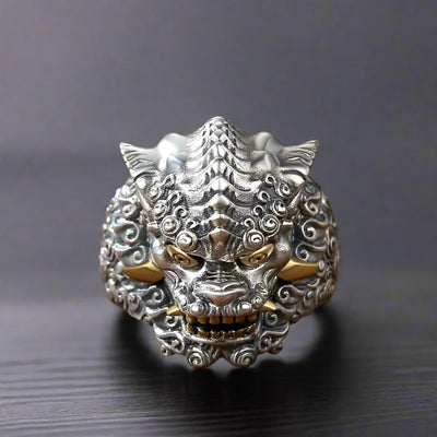 Bague Dragon Homme Ajustable DÉTAILS DORÉS