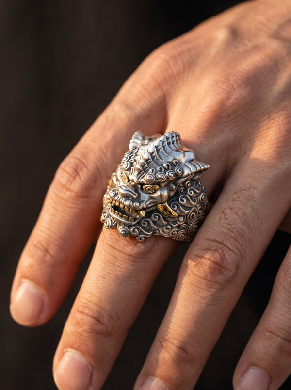 Adjustable Ring Men Chinese Dragon - resizable / S0007