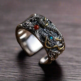 Adjustable Ring Men Mystic Chinese Dragon - resizable / S0036