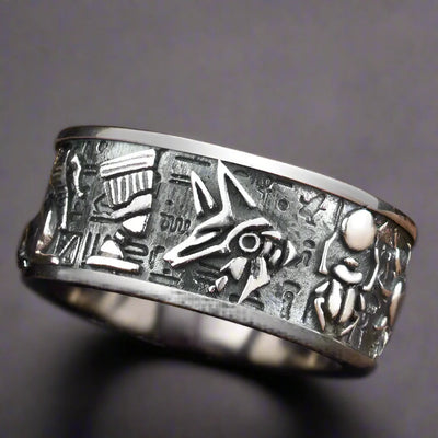 Bague Egypte Homme HIÉROGLYPHES ANUBIS