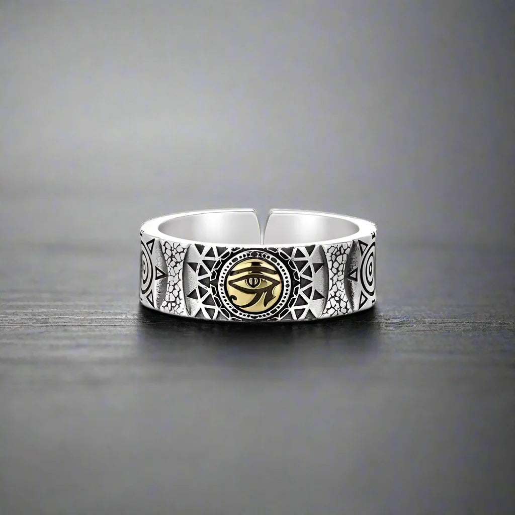 Bague Argent 925 œil Oudjat Horus - Protection Et Pouvoir Homme - Neuf Avec étiquettes