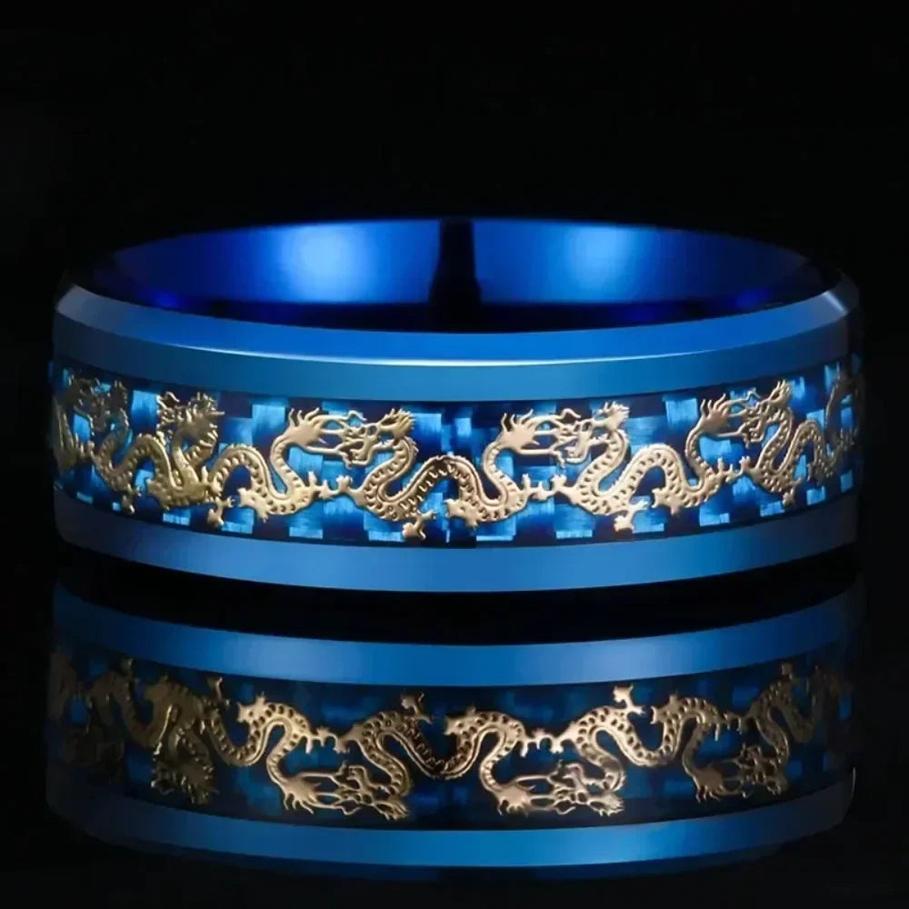 Bague en Acier Inoxydable Avec Motifs Dragon