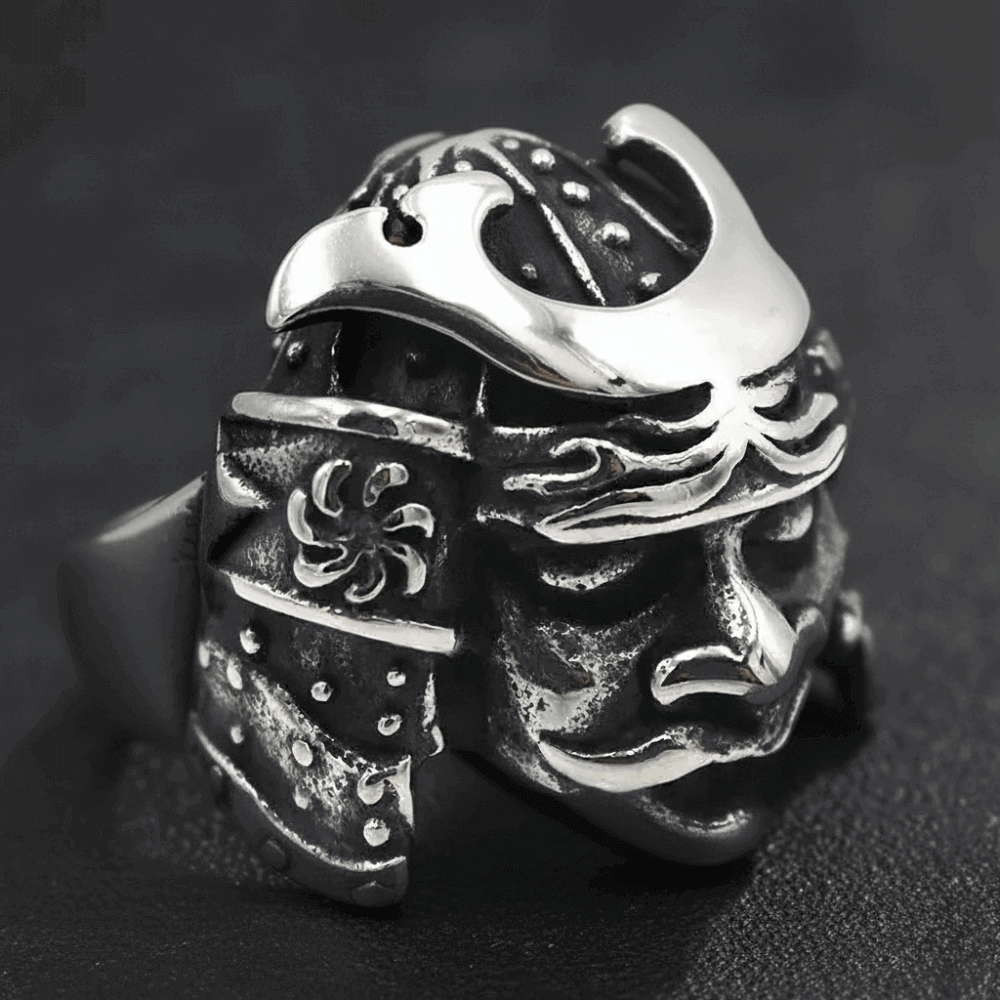 Bague en Acier Inoxydable CASQUE DE SAMOURAÏ - Acier Inoxydable / 54