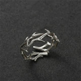 Personality Hollow Branches Ring Adjustable Men Index Finger Accessories Trendy 925 Sterling Silver Ring Male Jewelry