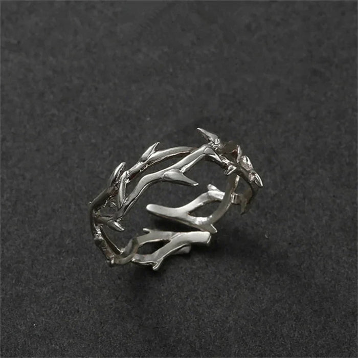 Bague Gothique Homme Acier BRANCHES AJUSTABLES