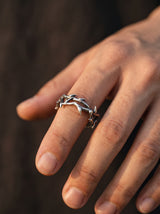 Bague Gothique Homme Acier BRANCHES AJUSTABLES portee lifestyle Stag