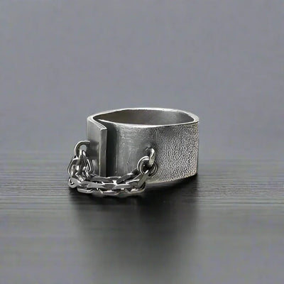 Bague Gothique Homme Acier CHAÎNE TEXTURÉE