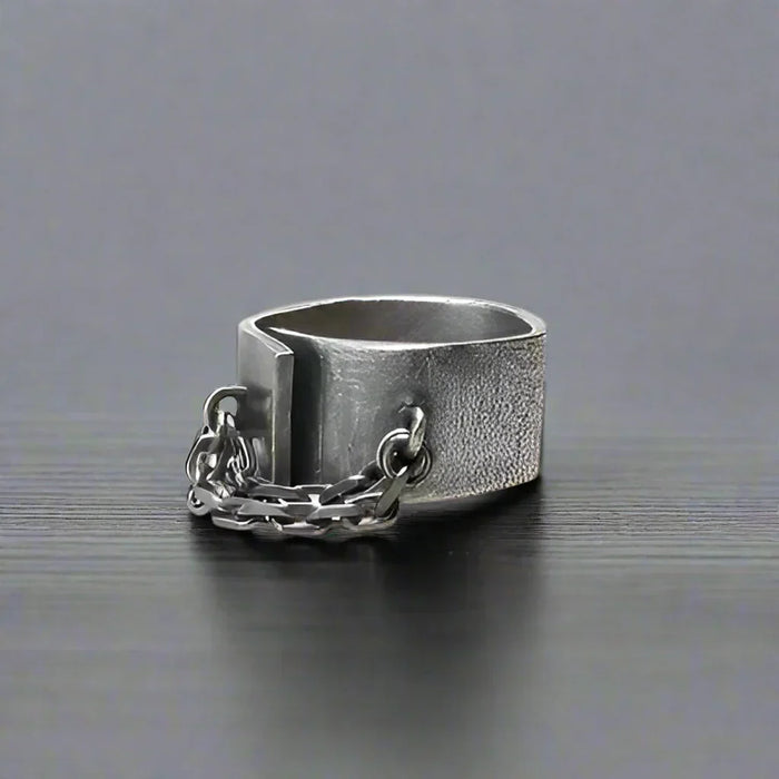 Bague Gothique Homme Acier CHAÎNE TEXTURÉE