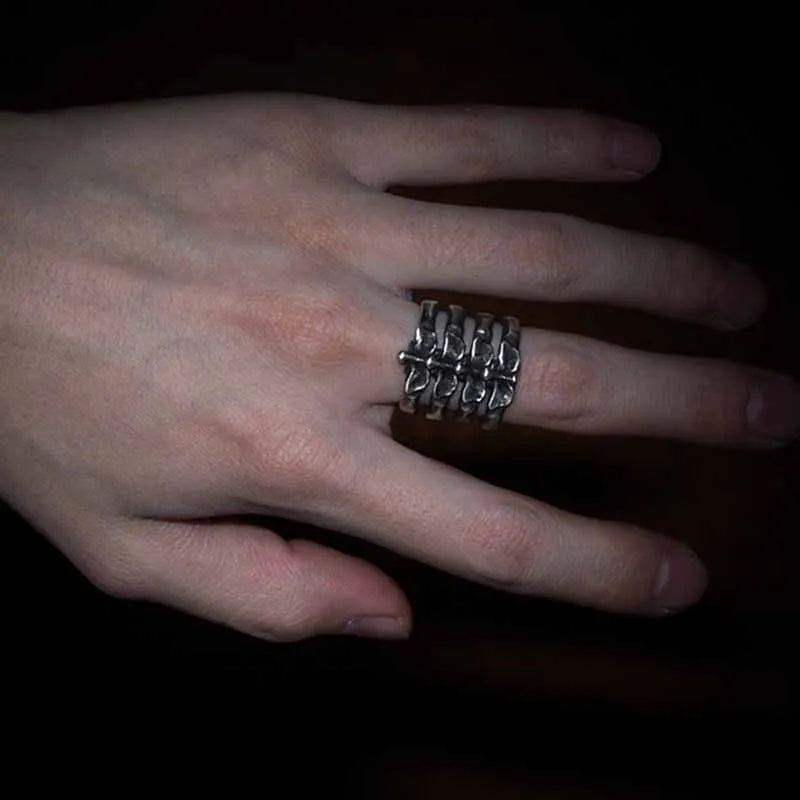 Bague Acier Colonne Vertebrale