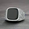 Bague Vintage Acier Émaillé Noir - Noire / 7