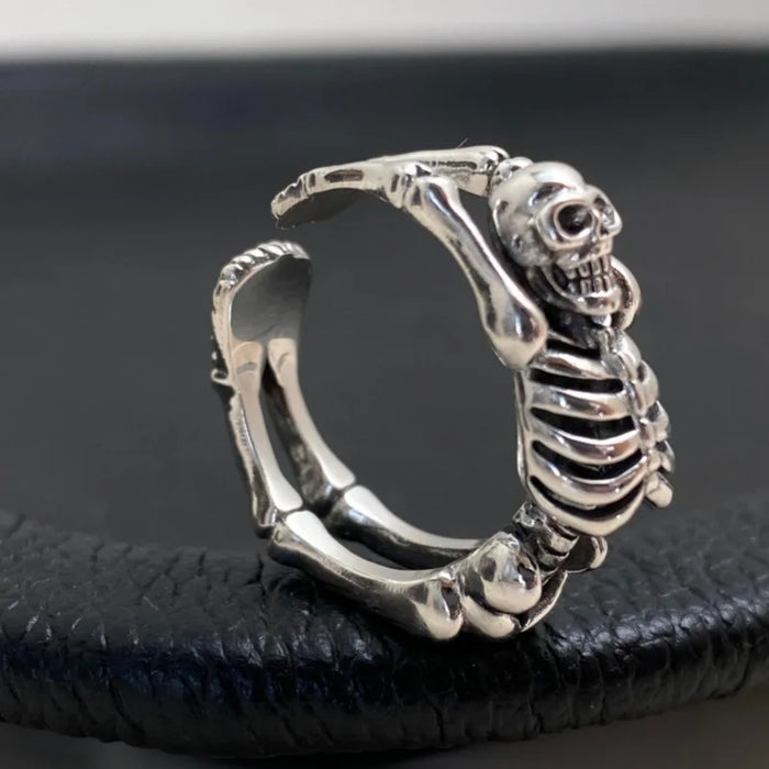 Bague Gothique Homme Acier SQUELETTE DÉTAILS