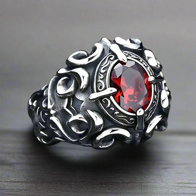 Bague Gothique Homme ROUGE BRILLANT