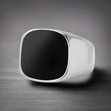 Bague en Acier Inoxydable Onyx Noir - Noire / 13
