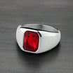 Bague Vintage en Acier Pierre Rouge - Rouge / 13