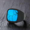 Bague Noire Vintage Pierre Bleue Carrée - Bleue / 13