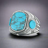 Bague Vintage Turquoise en Acier - Bleue / 7