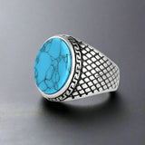 Bague Vintage en Acier Inoxydable Bleu - Bleue / 7