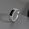 Bague Argent 925 Minimaliste Noir - Ajustable