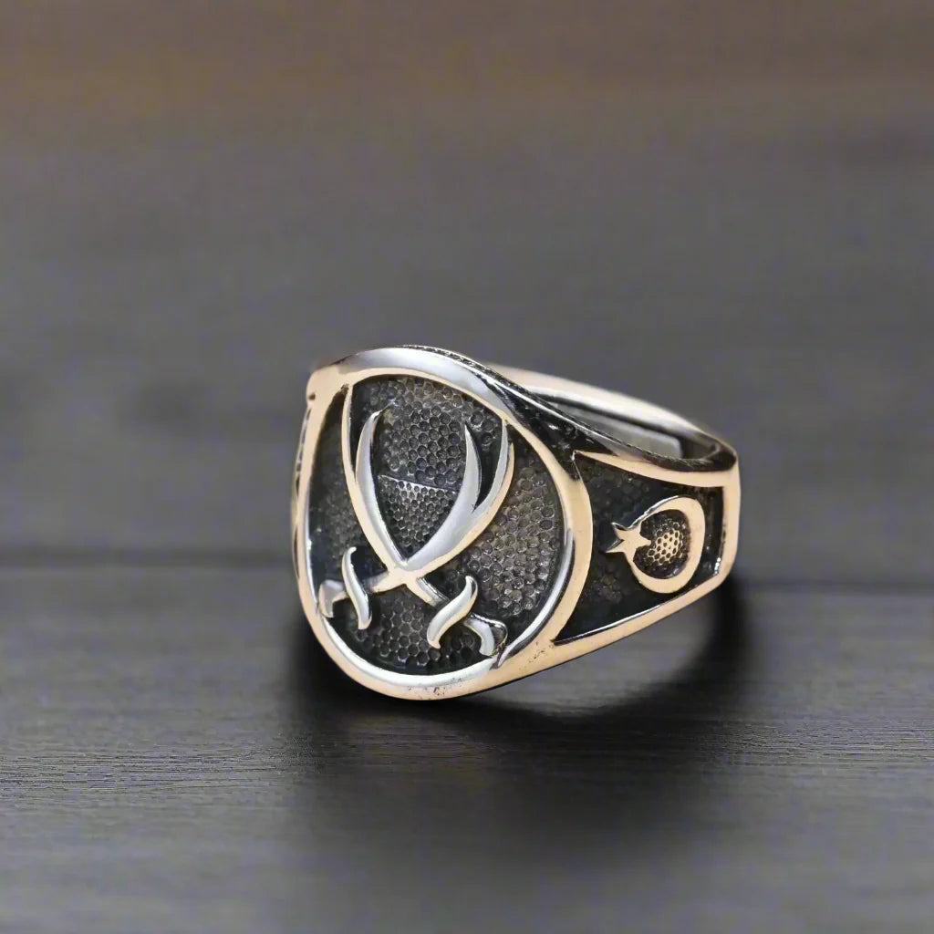 Adjustable Ring Men Jihad Islam Swords - resizable / S0035