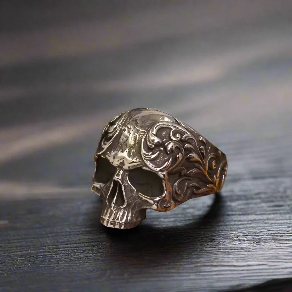 Adjustable Ring Men Vintage Skull Gothic - resizable / S0004