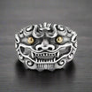 Bague Homme Style Japonais CHIEN GARDIEN MYTHIQUE - Ajustable