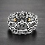 Bague Homme Style Japonais CHIEN GARDIEN MYTHIQUE - Ajustable
