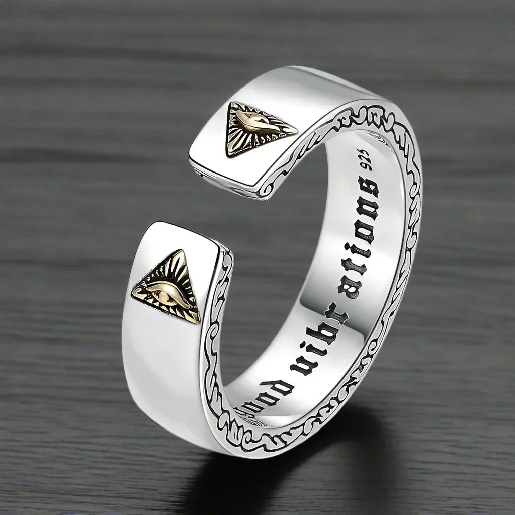 Bague Illuminati Homme ŒIL DORÉ AJUSTABLE