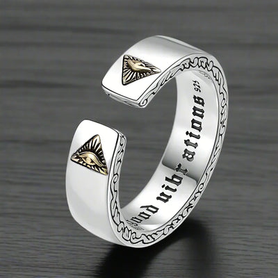 Bague Illuminati Homme ŒIL DORÉ AJUSTABLE