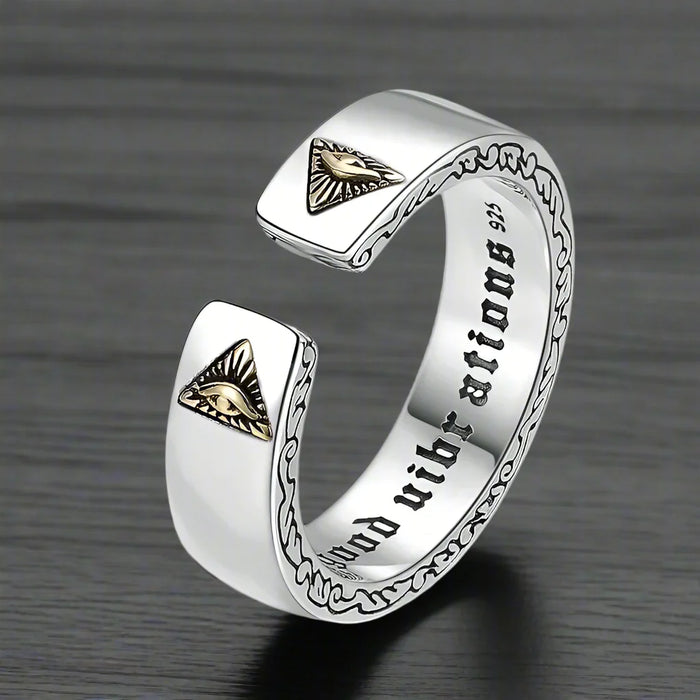 Bague Illuminati Homme ŒIL DORÉ AJUSTABLE