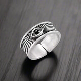 Adjustable Ring Men Black Eye Illuminati - resizable / S0146