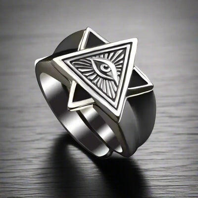 Bague Illuminati Homme ŒIL TRIANGLE NOIR