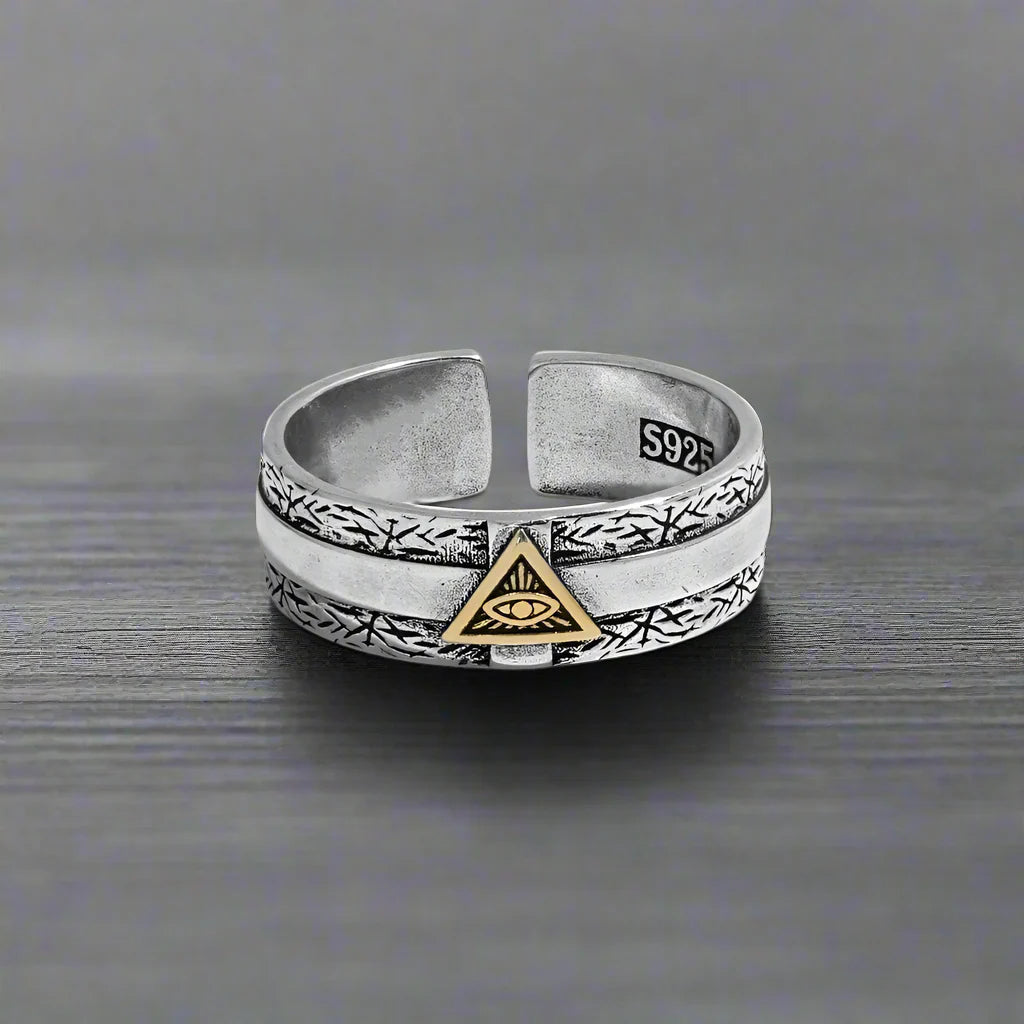 Bague Illuminati Homme PYRAMIDE DORÉE