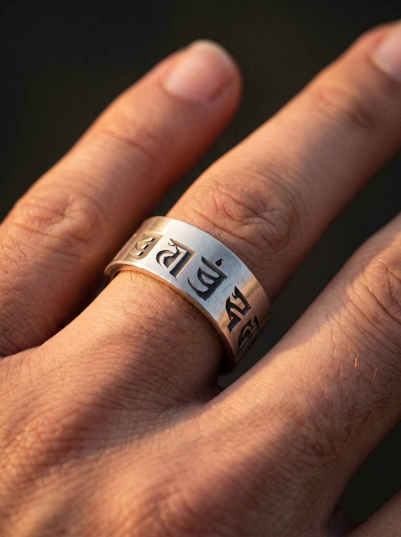 Bague Indienne Homme Ajustable ARGENTÉE