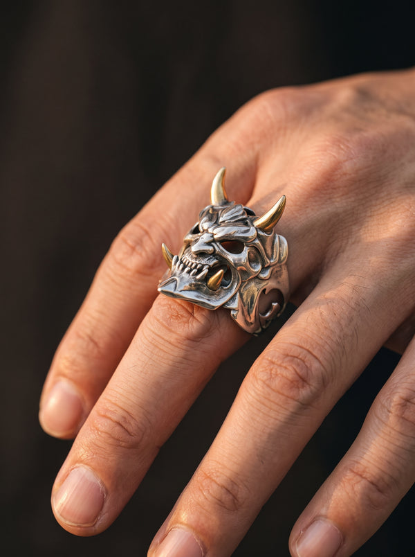 Bague MEMPO avec cornes japonaise pour homme