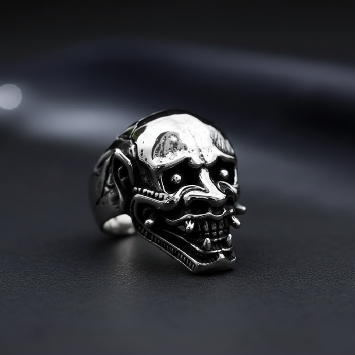 Bague MASQUE SAMOURAI SANS CORNES en ACIER