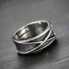Adjustable Ring Men Minimalist X mark - resizable / S0077