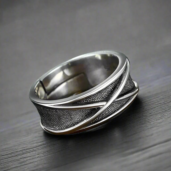 Adjustable Ring Men Minimalist X mark - resizable / S0077