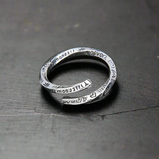Adjustable Ring Men Peace Hippie Vintage Weed Heart - resizable / S0158