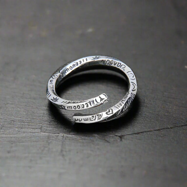 Adjustable Ring Men Peace Hippie Vintage Weed Heart - resizable / S0158