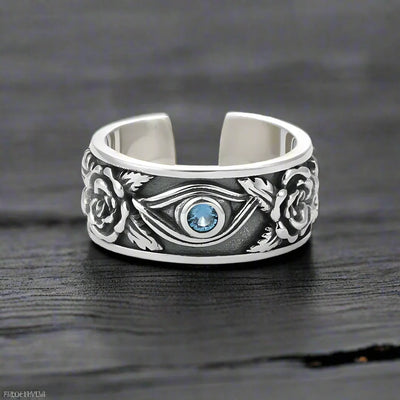 Bague Oeil Homme ROSES VINTAGE PIERRE BLEUE