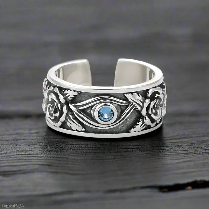 Bague Oeil Homme ROSES VINTAGE PIERRE BLEUE