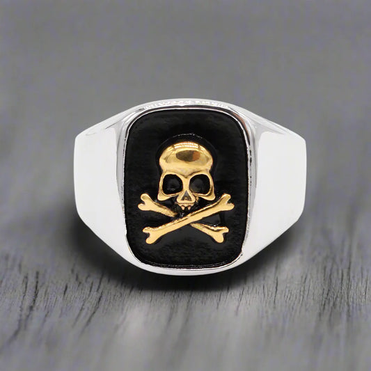 Stainless Steel Skull Ring For Men Classic Biker Rings Golden - Style B / 13