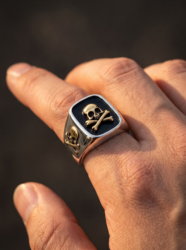 Stainless Steel Skull Ring For Men Classic Biker Rings Golden - Style B / 13