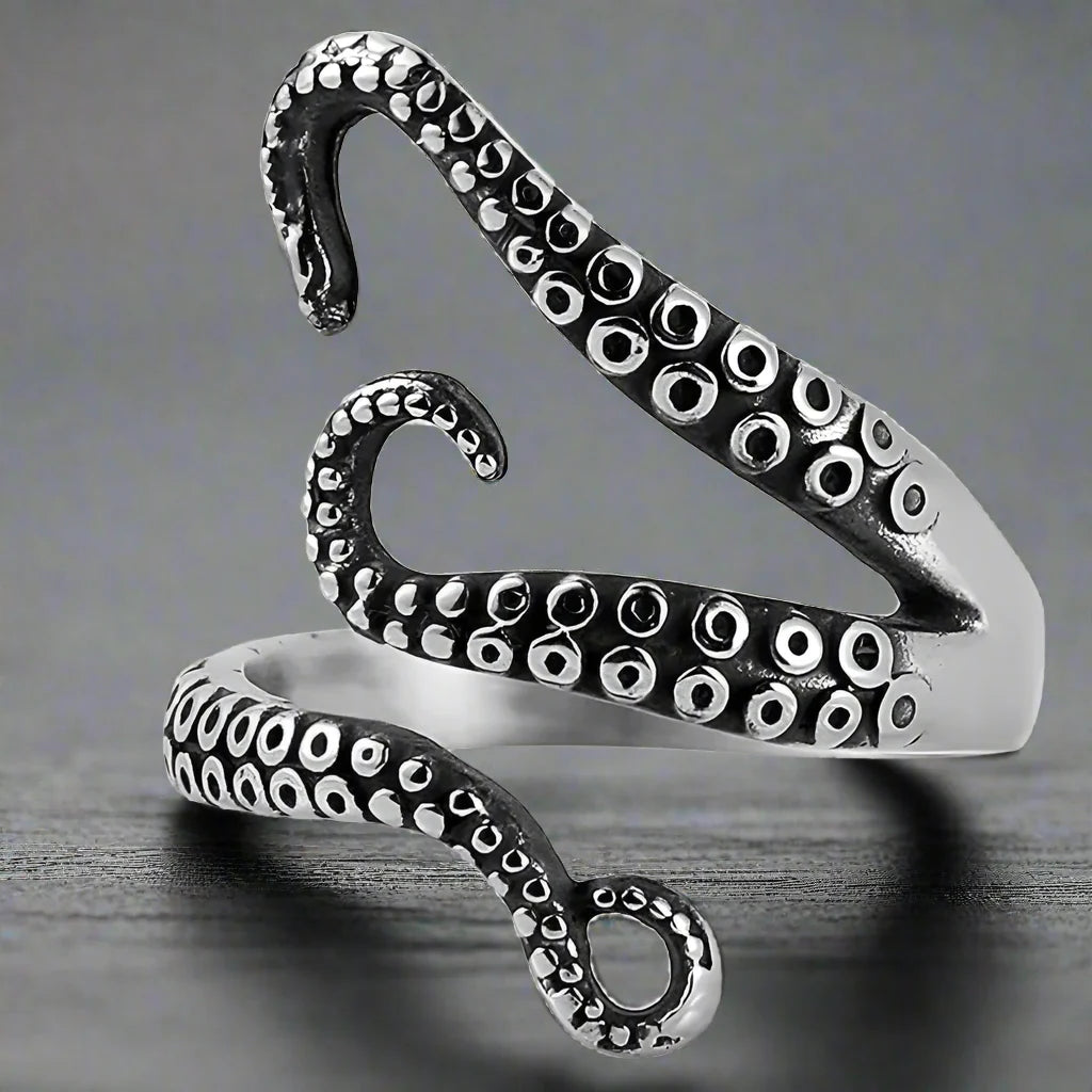 Adjustable Ring Men Tentacles Octopus - resizable / S0023