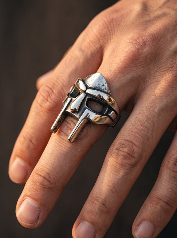 Stainless Steel Men Ring Ancient Warrior Roman Gladiator Helmet - BR8-309 Sliver / 13